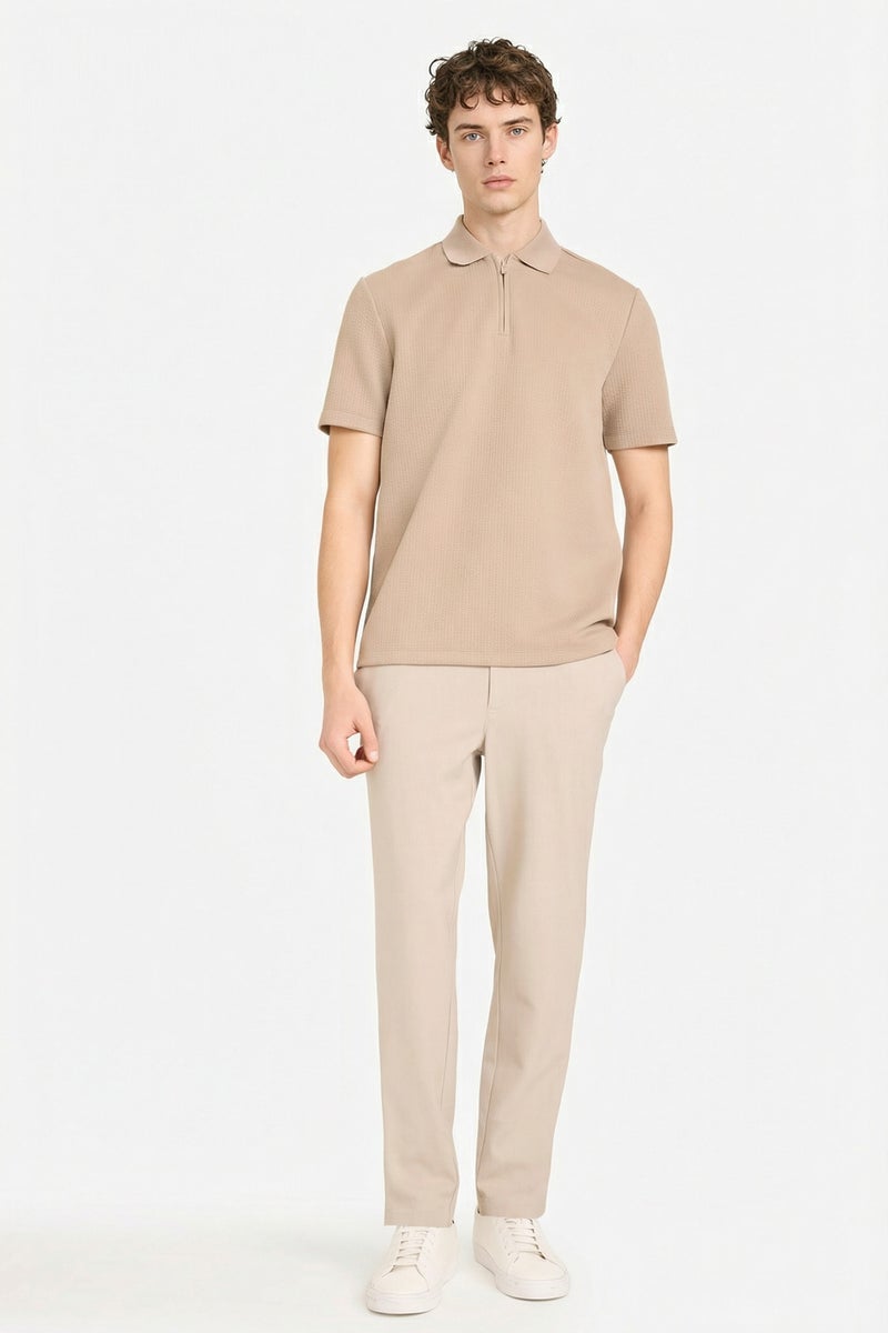 DeFacto Beige Man Regular Fit Polo Collar Polo T-Shirt Casual - Image 2